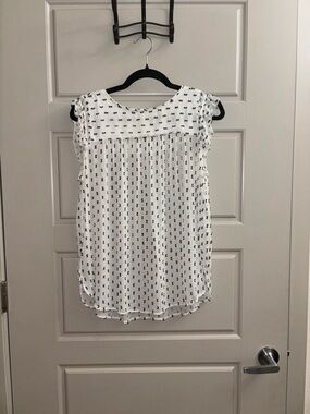 LOFT White Sleeveless Printed Yoke Blouse